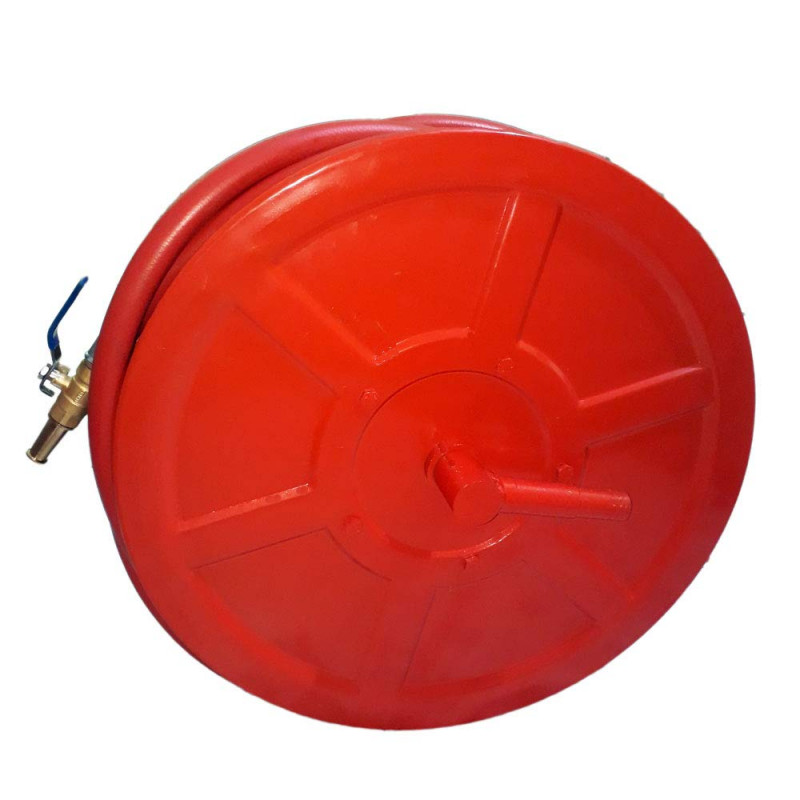 Mild Steel First Aid Hose Reel Drum With 30 Mtr Pipe And Nozzle Red 