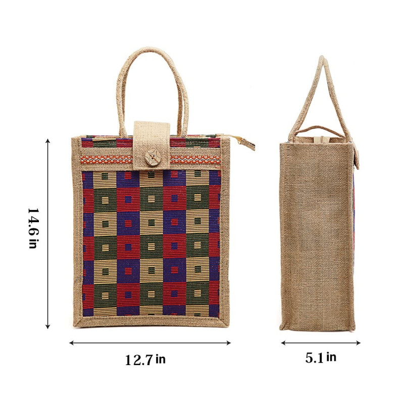 Jute Bag 3, Multicolour Pattern YBM Printed Design Tiffin/Shopping/Grocery  Hand Bag with Zip & Handle for Men and Women, Jute Bags for Lunch Box, Jute  Bags for Shopping : : Shoes 