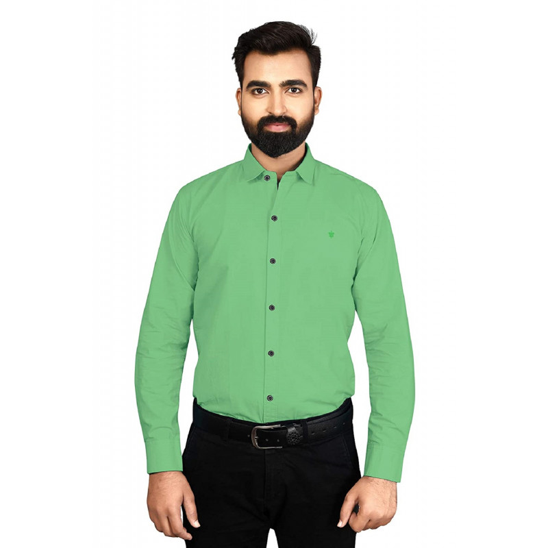 Sns Tex Cotton Slim Fit Full Sleeves Casual Shirt For Men - Light Green