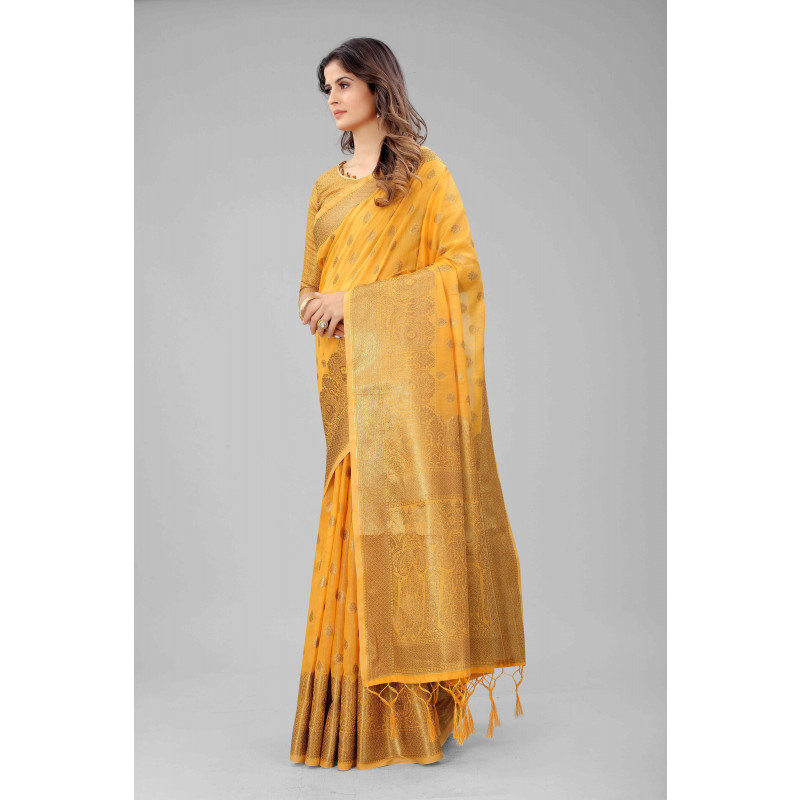 This exquisite Woven Design Kanjivaram Banarasi Silk Saree is crafted –  Look Ethnic