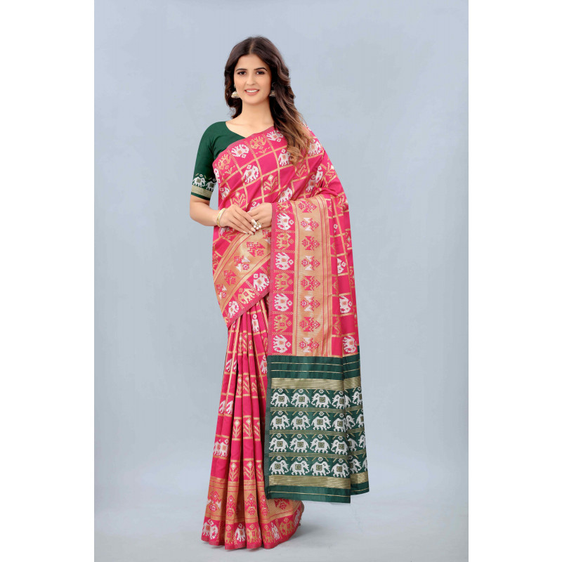 Grey with Yellow Ikat Design Patola Saree with Patola Border and Blous –  SHE IN SAREES