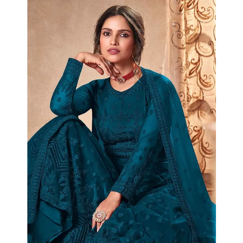 sky blue heavy net embroidered lehenga style anarkali suit 8215 | Lehenga  style, Anarkali lehenga, Anarkali dress