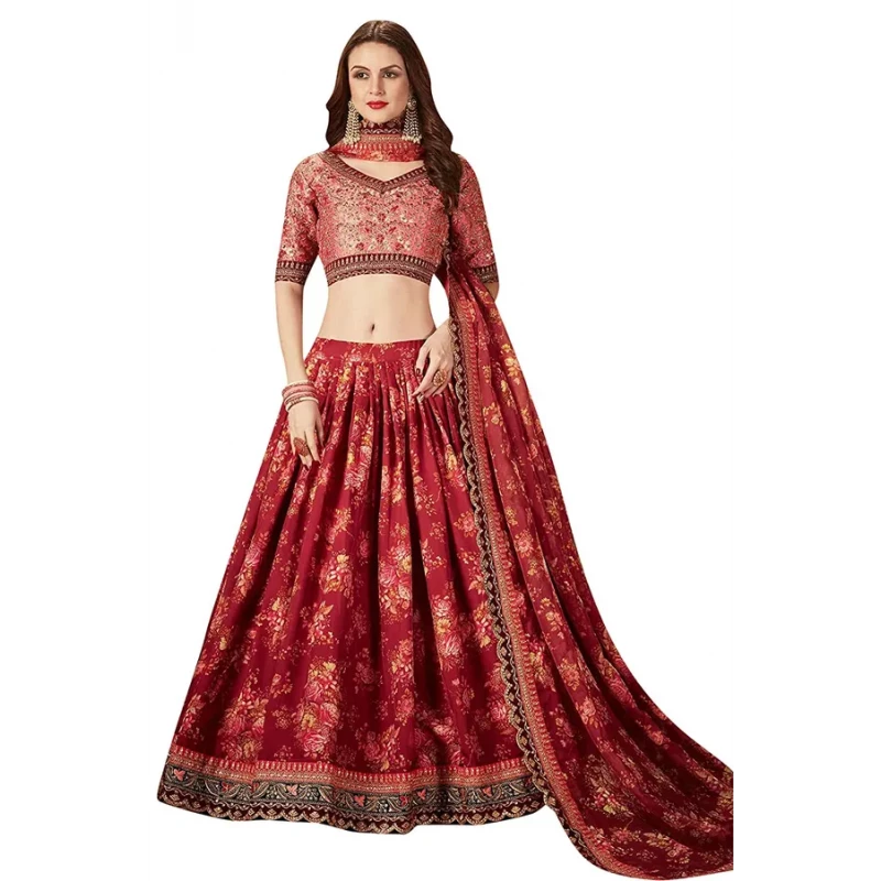 Buy Peach and maroon Organza embroidered Wedding lehenga in UK, USA and  Canada | Indian bridal outfits, Indian bridal lehenga, Party wear lehenga