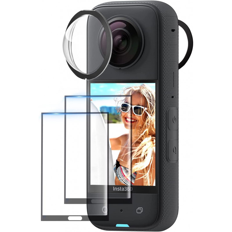 Careflection Insta 360 X3 Sticky Lens Guard Screen Tempered Film Set,  Screen Protector For Insta360 X3 Accessories Lcd Tempered Glass 9h Hardness