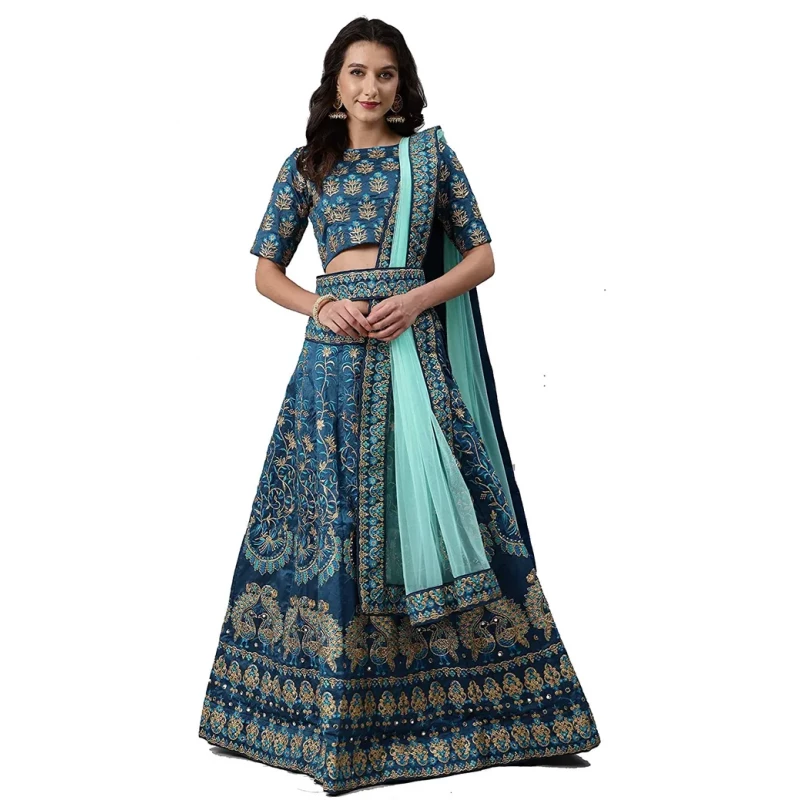 Buy IT'S BANI Women's Super floral Net Desigen Silk Semi Stitched Lehenga  Choli (Free Size) at Amazon.in