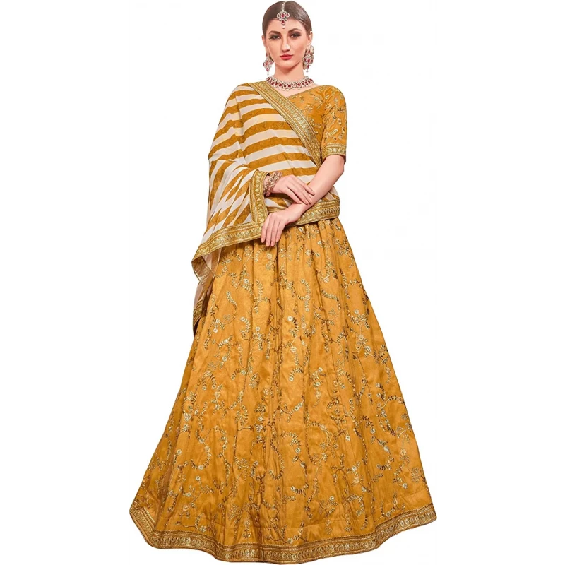 Amazon.com: Elina fashion Party Wear Wedding Lehenga for Women Indian  Ethnic Anarkali Multicolor Cotton Silk Lehenga Choli With Cotton Silk  Stitched Blouse : Clothing, Shoes & Jewelry