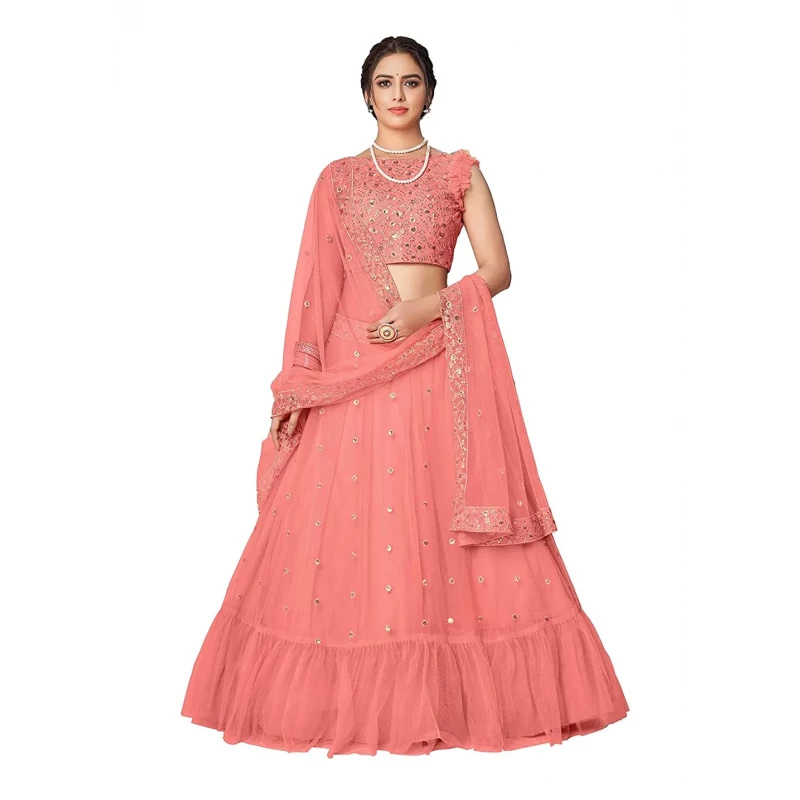 Zeel Clothing Women's Net Embroidered Semi-Stitched New Lehenga Choli with  Dupatta (7309-Pink-Wedding-Girlish-Latest-Lehenga; Free Size) : Amazon.in:  Fashion