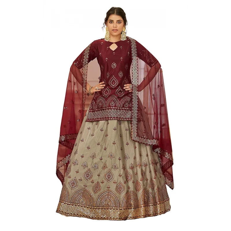 Embroidery With Diamond Work Semi Stitched Lehenga Choli LD02290347  LD02290347