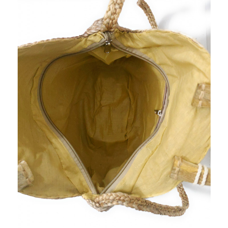 Divulge Beige Color Jute Braided Round Sling Bag for Women