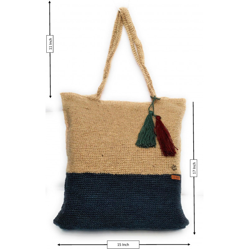 Blue Jute Tote Bag 