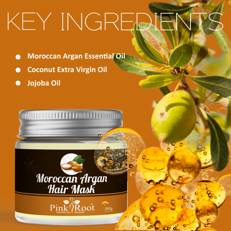 Pink Root Moroccan Argan Hair Mask 200gm, Intensive Conditioning For ...