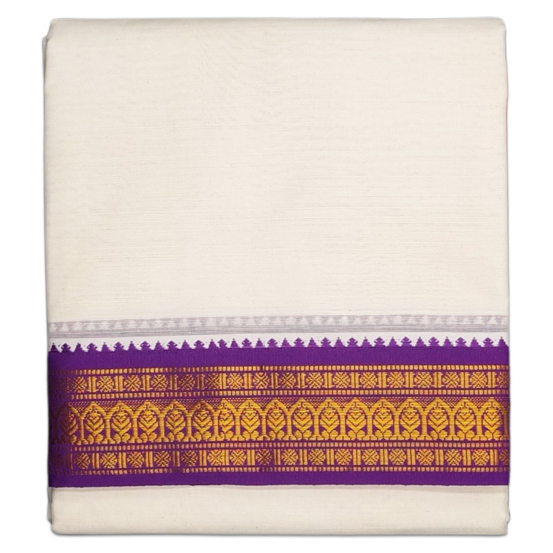 Stylish 2-Inch Border Off-White Cotton Dhotis