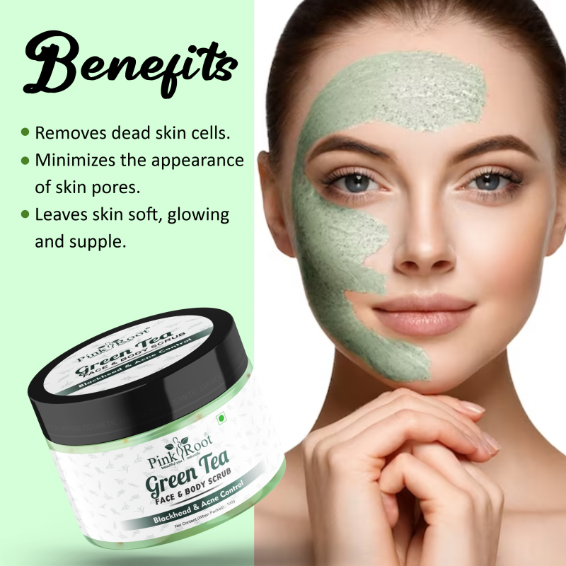 Pink Root Green Tea Face Body Scrub for Tan Removal & Soft-Smooth Skin ...