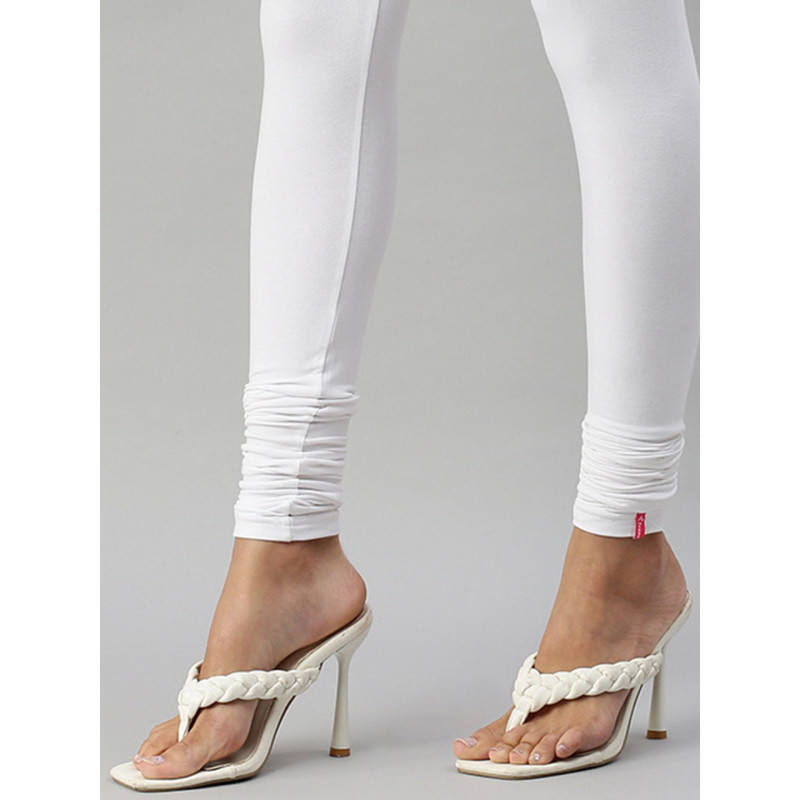 Prisma- Womens Cotton-Viscose Churidar Leggings - White