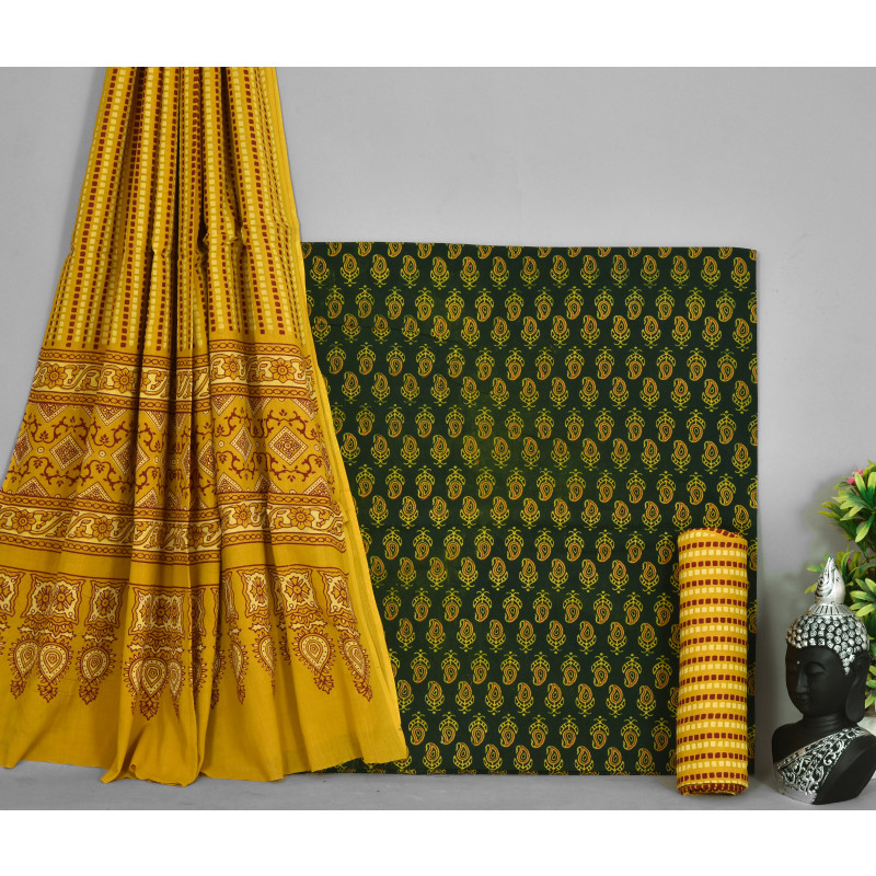 Trendy Ajrakh Block Print Dress Material at Rs.0/Piece in bhuj-kutch offer  by MLK Handicraft