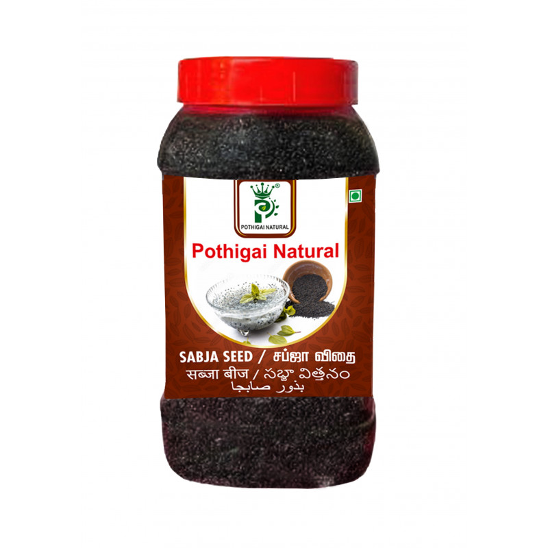 Pothigai Natural Raw Basil Seeds Sabja Seeds Tukmaria Seeds