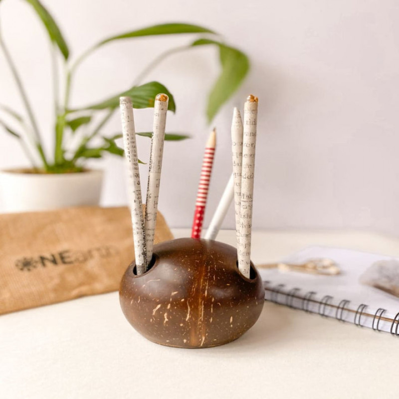 Shell Desk Stand ONEarth Coconut Shell Pen Stand | Eco-Friendly Desk Organizer ...