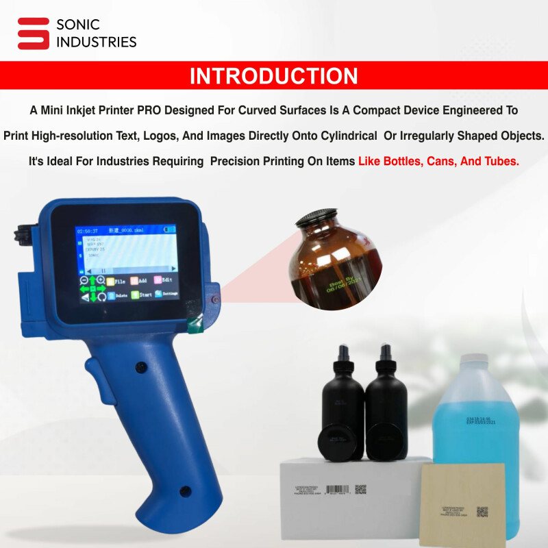 Sonic Industries Handheld Mini Pro Inkjet Printer for Bottles, Glass ...
