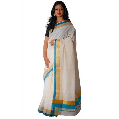 Krv Tex Women's Pure Cotton Printed Saree With Blouse Piece