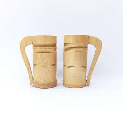 Bamboo Beer Mug ( Combo Of 2, 500 Ml, Height-15.5 Cm , 100% Bamboo )