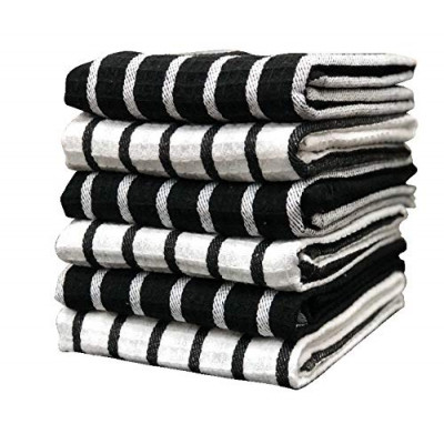 Pixel Home Decor Cotton Cleaning Towel 200 Gsm-pack Of 6,black & White