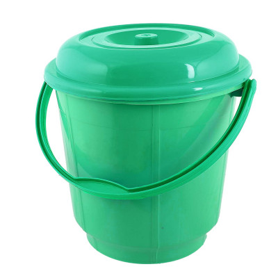 Plastic Strong 16 Ltr Bathroom Bucket With Lid (green) - Pack Of 1