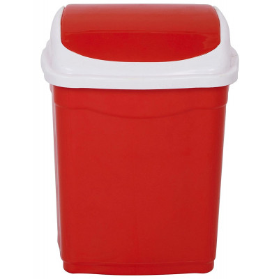 Plastic Garbage Bucket With Swing Lid (red) - 28 Ltr Capacity