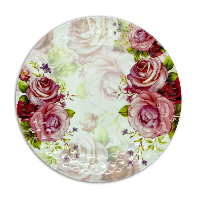 Melamine Dinner Plates - Pink Floral Design Unbreakable Plates (11 Inches) - 6 Pieces