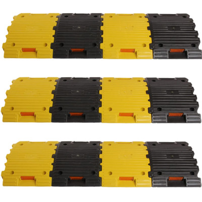 3 Mtr, 50mm Plastic Road Hump Safety Speed Breaker In Black & Yellow Colour For High Visibility - (6 Black And 6 Yellow Pieces)
