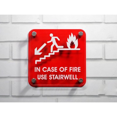 Fire Exit Acrylic Sign Board Plate Display Office For Hotels Restaurant Mall Bank Office Multicolored (15 X 15 Inch)