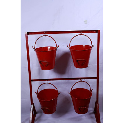 Professionals Fire Bucket With Stand Capacity Four Bucket - Pack Of 4