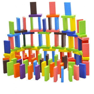 120 Pcs 12 Color Wooden Dominos Blocks Set, Kids Game Educational Play Toy, Domino Racing Toy Game