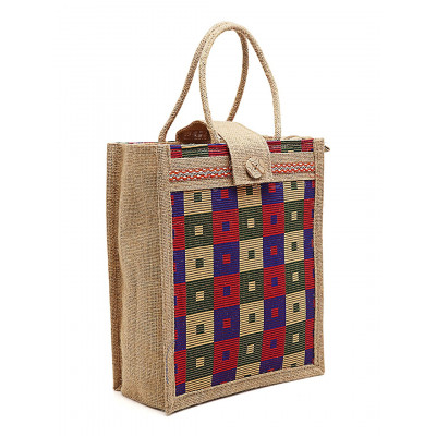 Eco-friendly Jute Bag-reusable Tiffin/shopping/grocery Multipurpose Hand Bag With Zip & Handle For Men And Women - (pack Of 1)