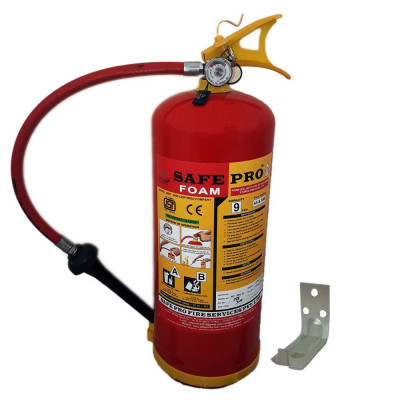 Safe Pro Mechanical Foam Type Fire Extinguisher With Wall Mount Hook - 9 Ltr