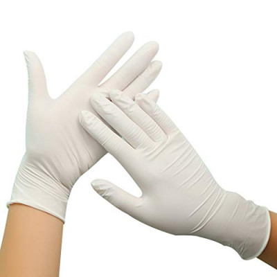 Latex Medical Examination Disposable Powdered Hand Gloves (medium, White) -16 Pieces