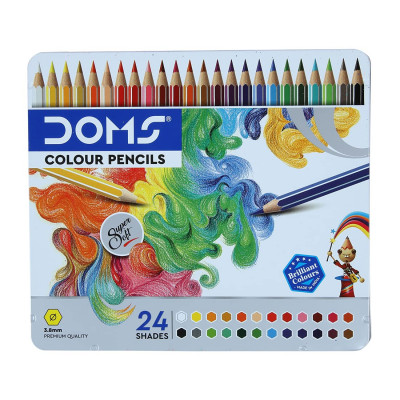 Doms Fsc 24 Colour Pencil Flat Tin