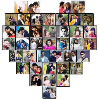 Customized Heart Shape Photo Collage Frame Ideal For Gift In Wedding