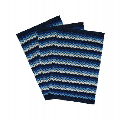 Wavy Soft Cotton Door/bath Mats And Rugs For Home Or Kitchen - (blue,  Standard) | Set Of 3