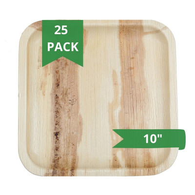 Areca Leaf Disposable Plates | Square  (10inch) - Pack Of 25
