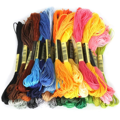 25 Pcs Multicolor Skeins Embroidery Thread Cross Stitch Cotton Sewing Floss Kit Diy