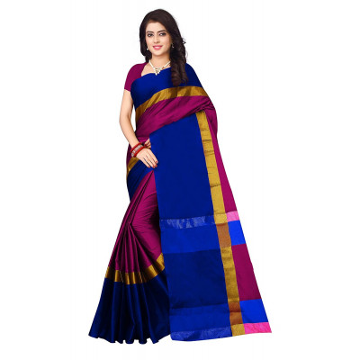 Balaji Ready Mades Polyester Saree For Women With Blouse Piece (blue)