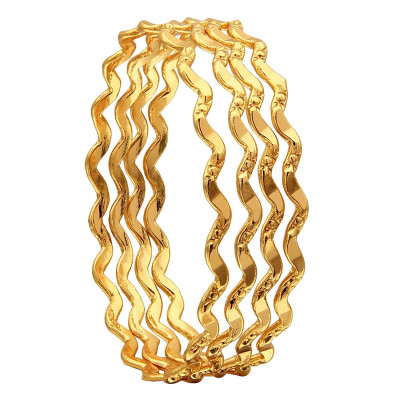 Gold Plated Copper Bangles Set For Women & Girls - Set Of 4