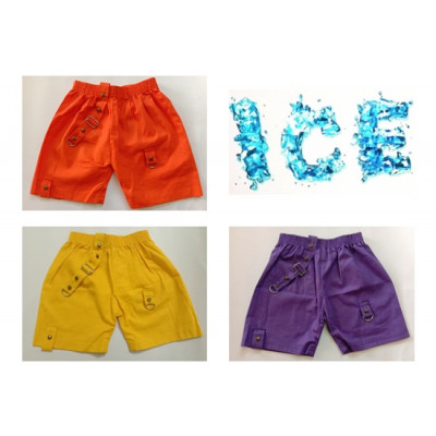 Kids Mini Cargo Shorts (pocketless) 3 Pieces Combo Pack | Orange,  Yellow & Voilet