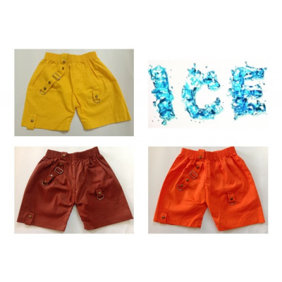 Kids Mini Cargo Shorts (pocketless) 3 Pieces Combo Pack | Yellow,  Brown & Orange