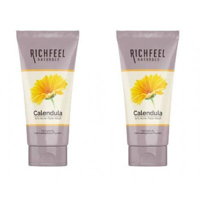 Richfeel Anti Acne Calendula Face Wash | Power Of Soothing Calendula Extracts For Skin Prone To Acne & Blemishes 100 G (pack Of 2)