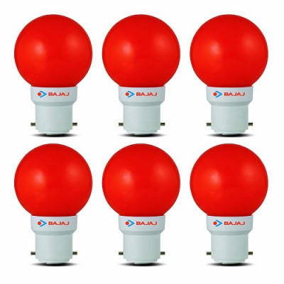 Bajaj Base B22 0.5-watt Ping Pong Led Bulb - Red (pack Of 6)