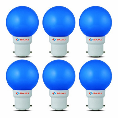 Bajaj Base B22 0.5-watt Ping Pong Led Bulb - Blue (pack Of 6)
