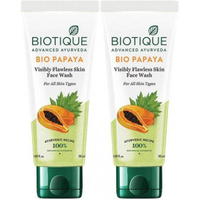 Biotique Bio Papaya Exfoliating 50 Ml Ambz Face Wash (pack Of 2)