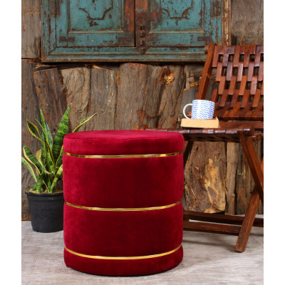 Shadowkart Pouffes Sitting Stool For Living Room For Office And Home Decor, 42x42x45cm (maroon)