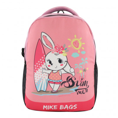Mike Summer Bunny Theme Kids Backpack | Iconic Pink Color | Preschool Backpack | High-quality Polyester | 13l Capacity | Cartoon Theme